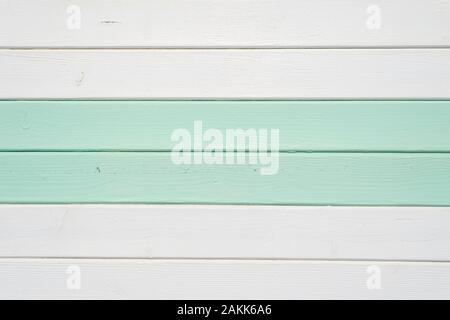 painted wooden planks, pastel green & white. Stock Photo