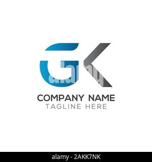 Initial GK Letter Linked Logo. GK letter Type Logo Design vector Template. Abstract Letter GK logo Design Stock Vector