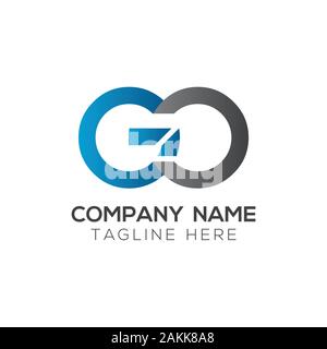 Initial GO Letter Linked Logo. GO letter Type Logo Design vector Template. Abstract Letter GO logo Design Stock Vector
