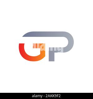 Creative blue letter GP G P logo with leading lines and road concept ...