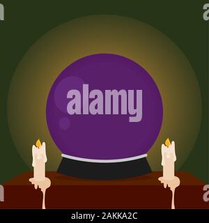Crystal ball. Witch accessory Stock Vector
