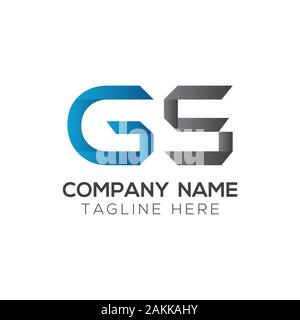white blue alphabet letter gs g s logo combination design on black ...
