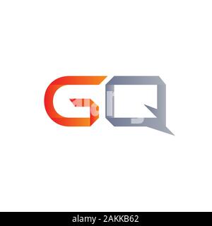 Initial GQ Letter Linked Logo. GQ letter Type Logo Design vector Template. Abstract Letter GQ logo Design Stock Vector