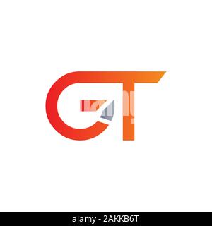 Initial GT Letter Linked Logo. GT letter Type Logo Design vector Template. Abstract Letter GT logo Design Stock Vector