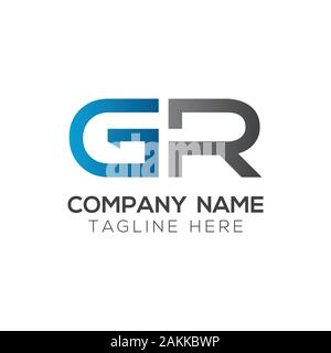 Initial GR Letter Linked Logo. GR letter Type Logo Design vector Template. Abstract Letter GR logo Design Stock Vector