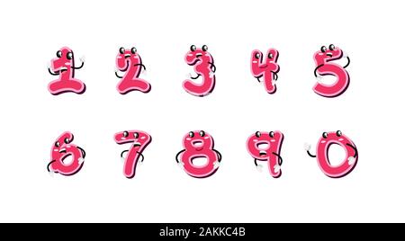 Cartoons numbers set design, Expression cute character funny and ...