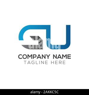 Initial GU Letter Linked Logo. GU letter Type Logo Design vector Template. Abstract Letter GU logo Design Stock Vector