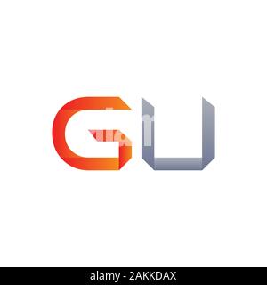 Initial GU Letter Linked Logo. GU letter Type Logo Design vector Template. Abstract Letter GU logo Design Stock Vector
