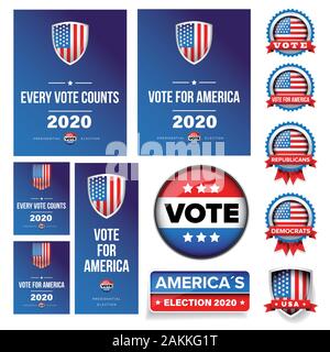 USA Presidential election poster and banner set Stock Vector