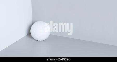 White volleyball ball isolated on white and grey background. Stock Photo