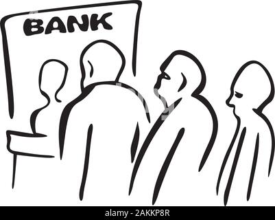 queue of people to the bank Stock Vector