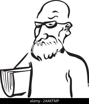 old man with papers Stock Vector