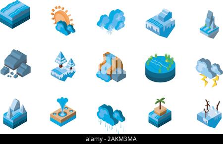 Isometric icon set design, Nature element earth eco ecology conservation bio environment and outdoor theme Vector illustration Stock Vector