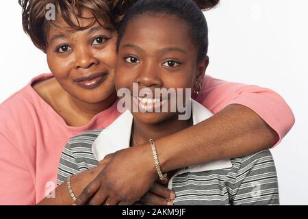 African-American mother portrait on a white background Stock Photo