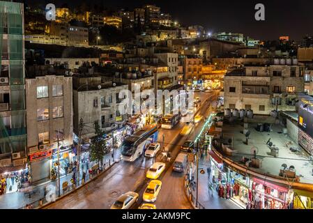 Amman, Jordan - Rooftop city view at night Stock Photo