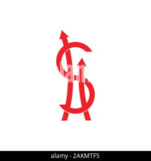 letter s money dollar arrow up symbol vector Stock Vector
