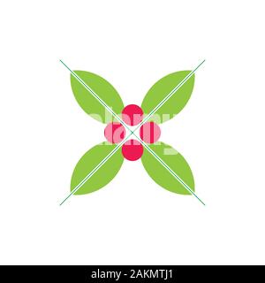 leaf cherry simple design decor logo vector Stock Vector