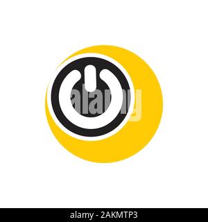 yellow power button ball symbol logo vector Stock Vector