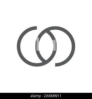 linked circle rings simple geometric logo vector Stock Vector