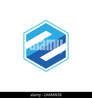 letter z 3d geometric hexagon logo vector Stock Vector