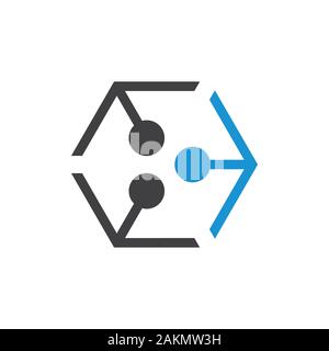 dots arrow geometric line logo vector Stock Vector