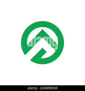 green mountain geometric line circle logo vector Stock Vector