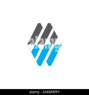 letter mw simple geometric stripes logo vector Stock Vector