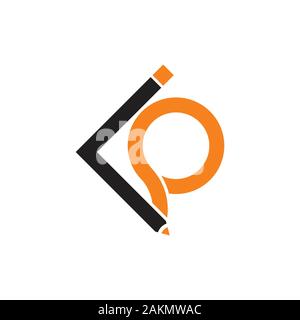 letters ip or iq pencil design logo vector Stock Vector
