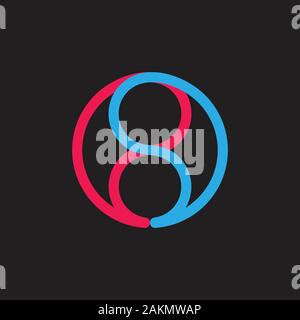 number eight linked geometric lines vector Stock Vector