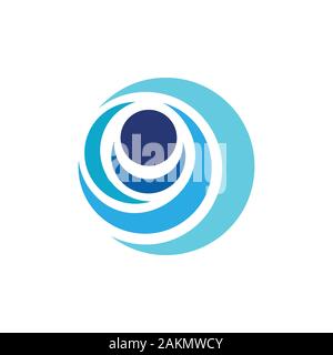 gradient waves geometric circle logo vector Stock Vector