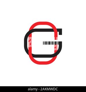 letters go linked overlapping line colors design logo Stock Vector
