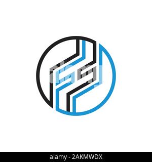 abstract letter fh square geometric circle logo vector Stock Vector