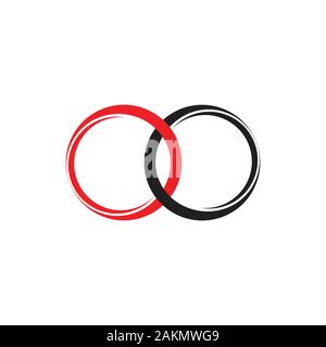 linked rings 3d logo vector Stock Vector