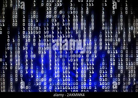 modern information data themes. blue code of binary information bit for ai, big data, files transmitted, online transaction and economic e-commerce we Stock Photo