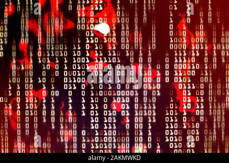 Random Binary Numbers Cyber Attack Hacked Bank Office Computers Stock Photo Alamy