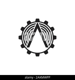arrow cog machine industrial logo vector Stock Vector