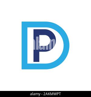 letter dp simple geometric line logo vector Stock Vector