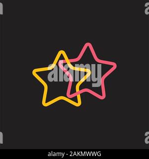 linked line geometric two star symbol logo vector Stock Vector