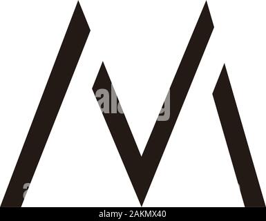 letter mv simple geometric line logo vector Stock Vector