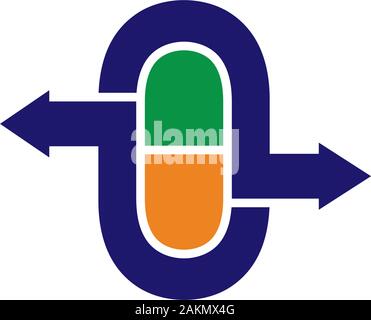 letter o capsule arrow shape logo vector Stock Vector