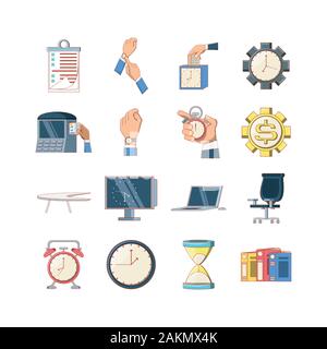 Clocks instruments icon set design, Time tool watch second deadline ...