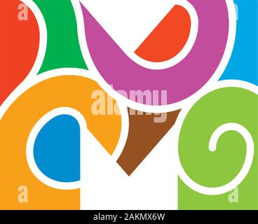 letter m curves mosaic symbol logo vector Stock Vector