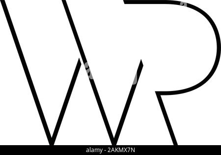 letter wr simple thin line logo vector Stock Vector