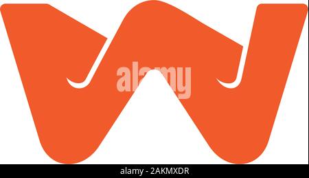 letter w 3d flat geometric logo vector Stock Vector