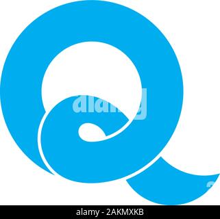 letter q overlapping wavy 3d design symbol logo vector Stock Vector