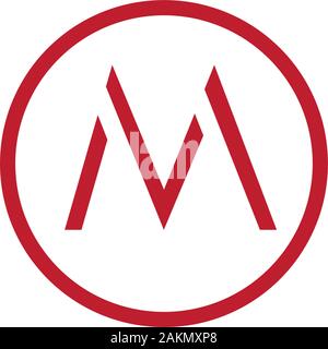 letter mv simple geometric line logo vector Stock Vector