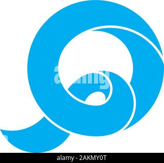 letter o 3d wave design symbol logo vector Stock Vector