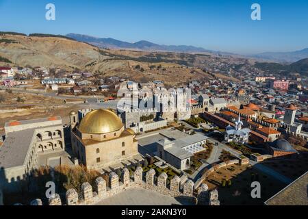 Akhaltsikhe, Georgia - December 2019: Rabati castle complex in Akhaltsikhe is famous medieval castle complex site in Georgia and popular for tourists. Stock Photo