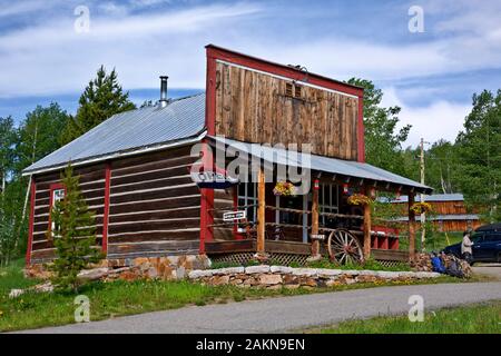 COLORADO - Columbine Mercantile in the small town of Columbine located on the Columbine Alternate route of the Great Divide Mountain Bike Route. Stock Photo