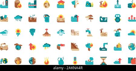 Icon set design, Climate change global warning environment nature pollution green and extreme danger theme Vector illustration Stock Vector
